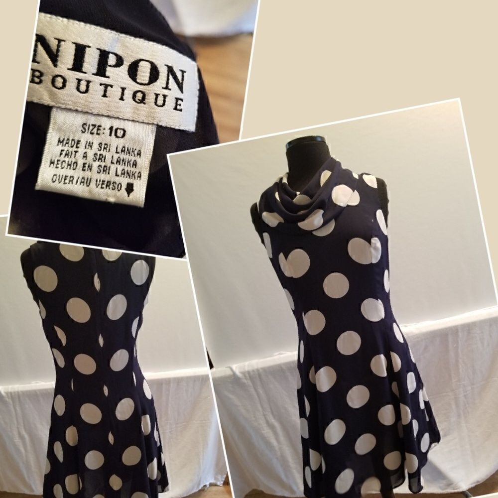 💕Nipon Boutique blue & white pokadot dress size 10